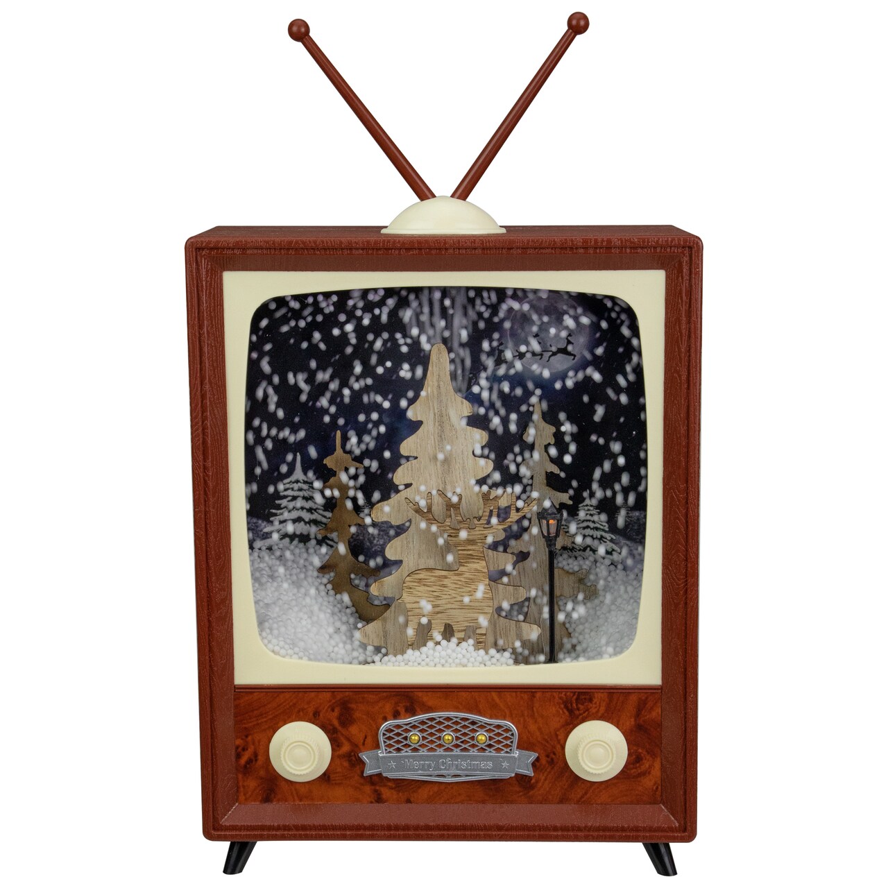 Northlight 12&#x22; LED Lighted Musical Snowing Reindeer TV Set Christmas Decoration